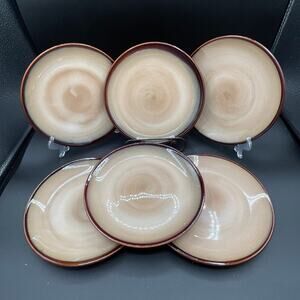 SANGO 4933 NOVA BROWN 8" Salad/Dessert Plates Set Of 6 Vintage